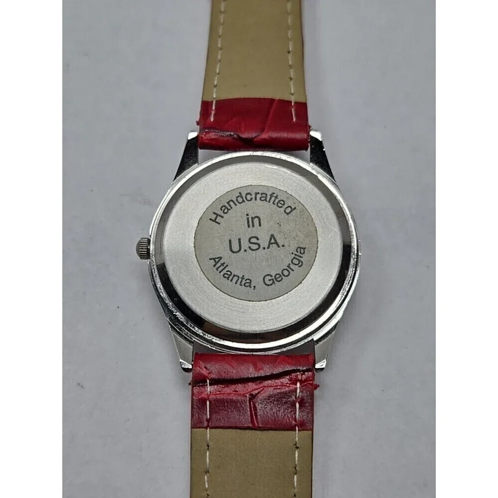 WYL Snowman Christmas Quartz Watch Red Leather Strap Novelty New Battery USA 3D